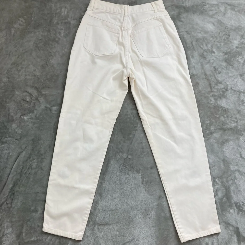 La Costa Spa Vintage White High Rise Jeans Gold Silver Anchor Embroidery Sz 10